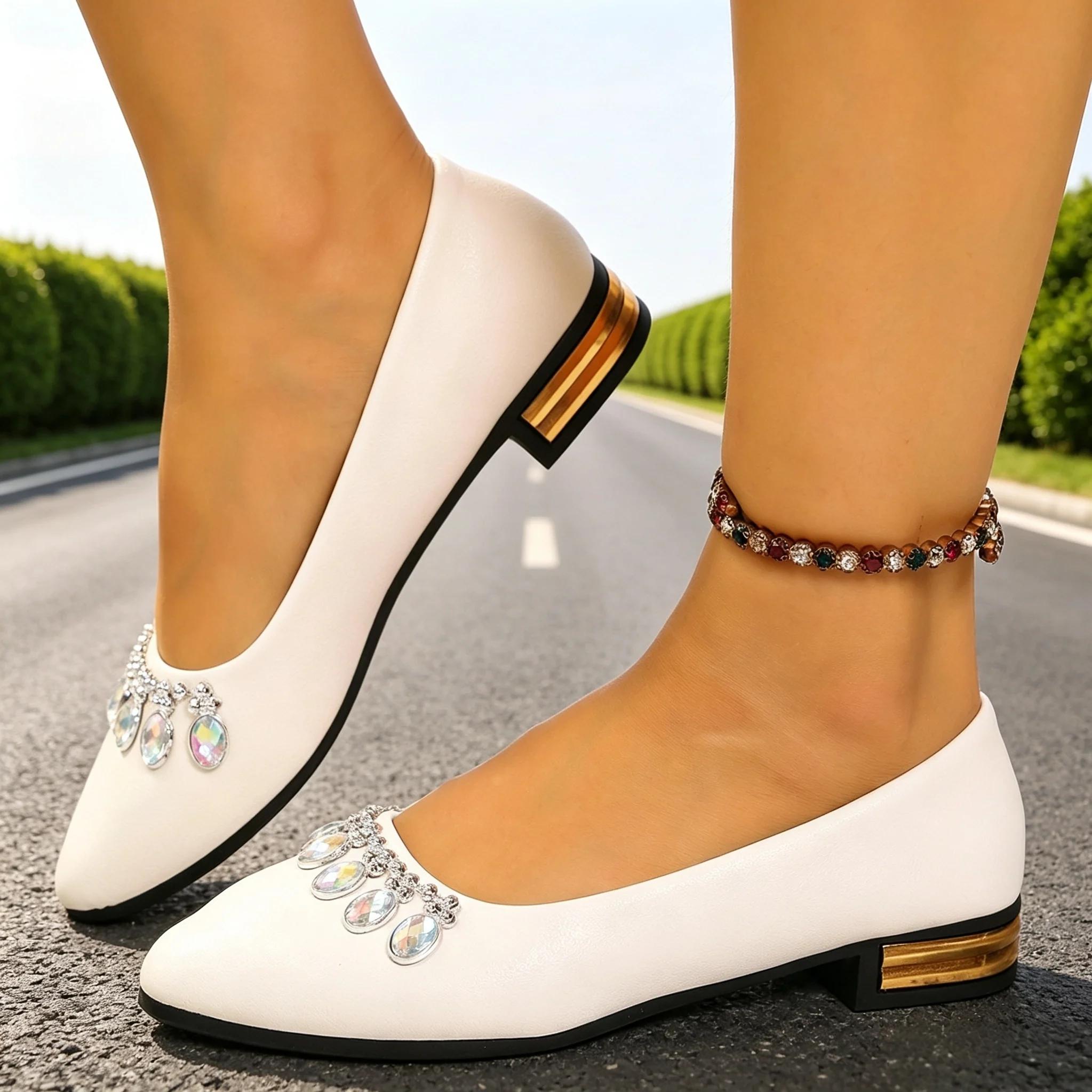 Espadrille Slip On - Kadın Düz Ayakkabılar Sivri Burun Bale