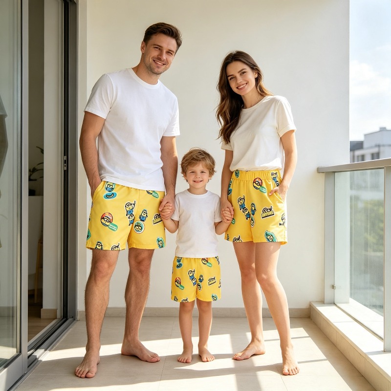 Trunks Board Surf - Erkek Minionlar Baskılı Yüzme Şortları Hızlı