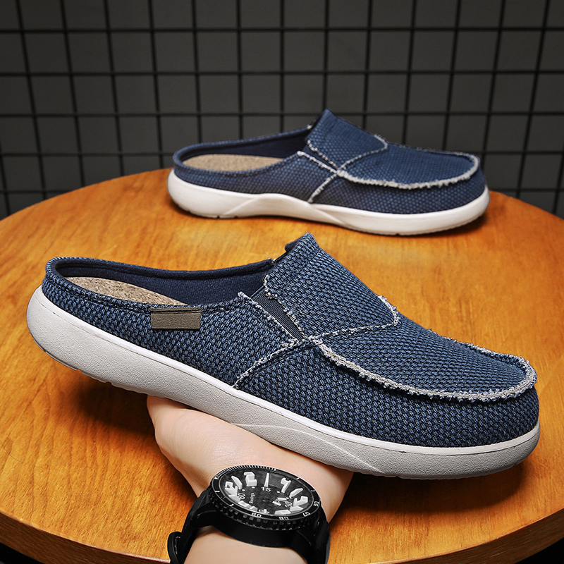 Espadrille Slip On - Erkekler İçin Kanvas Yarım Ayakkabı, Terlik,