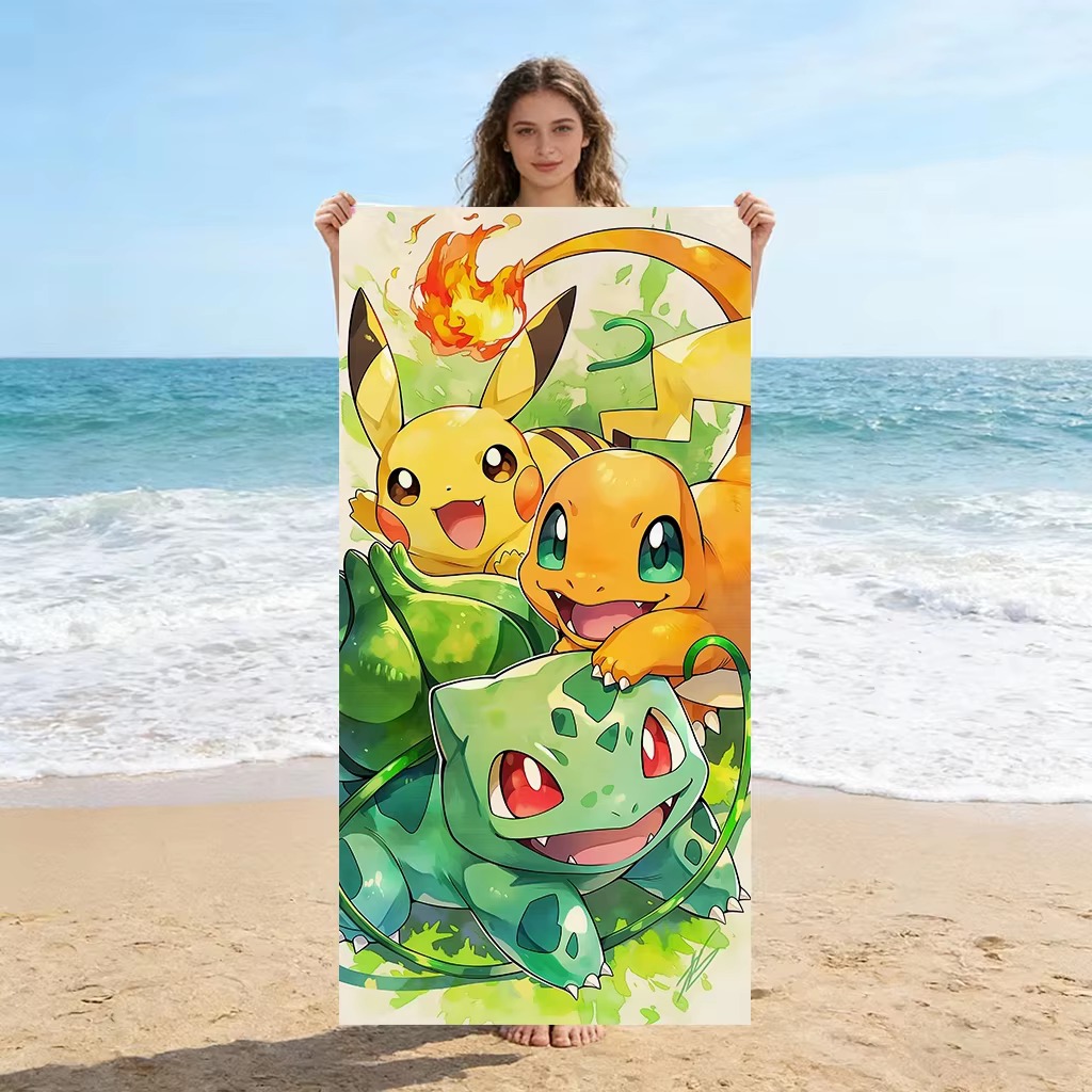 P-Pokemon Starters Anime Plaj  - Beach Towel Large incelemesi ve fiyatı